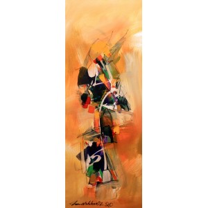 Mashkoor Raza, 36 x 12 Inch, Oil on Canvas, Abstract Painting, AC-MR-471